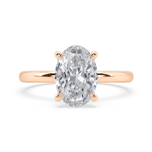 Oval Solitaire Engagement Ring with Diamond Hidden Halo 1