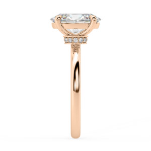 Oval Solitaire Engagement Ring with Diamond Hidden Halo 4