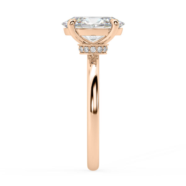 Oval Solitaire Engagement Ring with Diamond Hidden Halo 4
