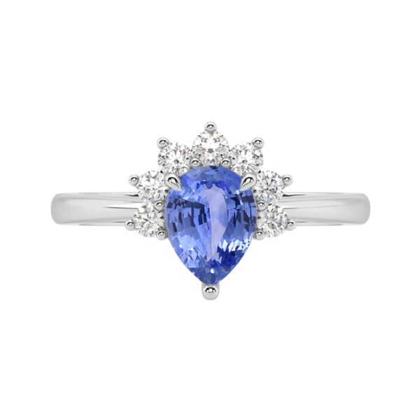 Pear Shape Cornflower Blue Sapphire with Half Halo 1