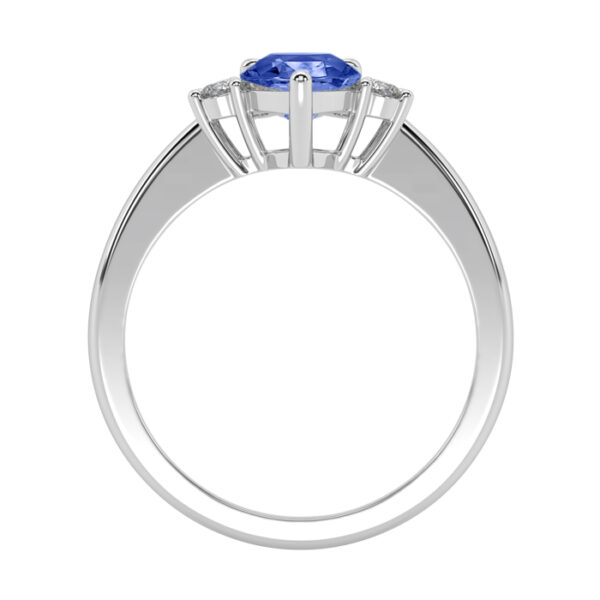Pear Shape Cornflower Blue Sapphire with Half Halo 2