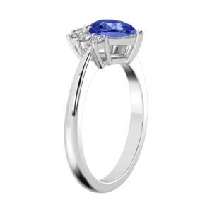 Pear Shape Cornflower Blue Sapphire with Half Halo 3