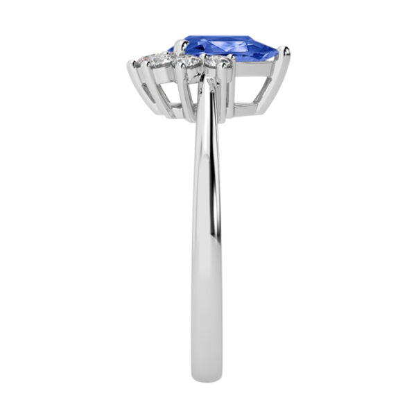 Pear Shape Cornflower Blue Sapphire with Half Halo 4