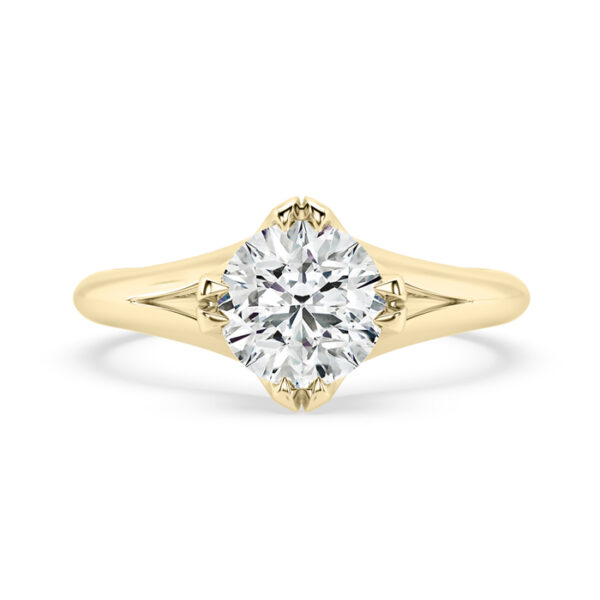 Round Diamond Split Band Rotated Double Claw Ring 1