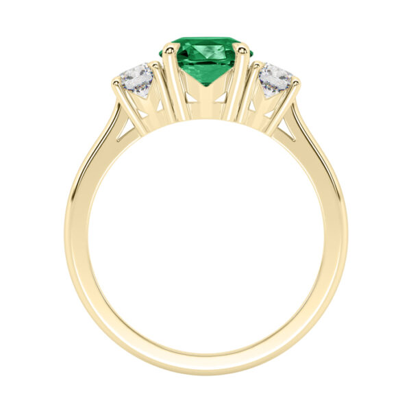 Round Three Stone Emerald and Diamond Anniversary Ring 2