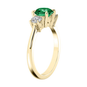 Round Three Stone Emerald and Diamond Anniversary Ring 3