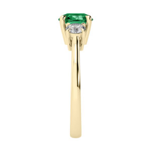 Round Three Stone Emerald and Diamond Anniversary Ring 4