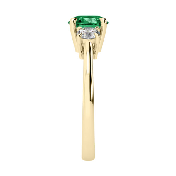 Round Three Stone Emerald and Diamond Anniversary Ring 4