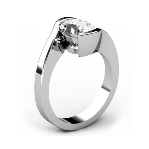 Semi bezel set oval diamond solitaire engagement ring 3