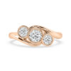 Three Stone Asymmetrical Bezel Set Ring 1