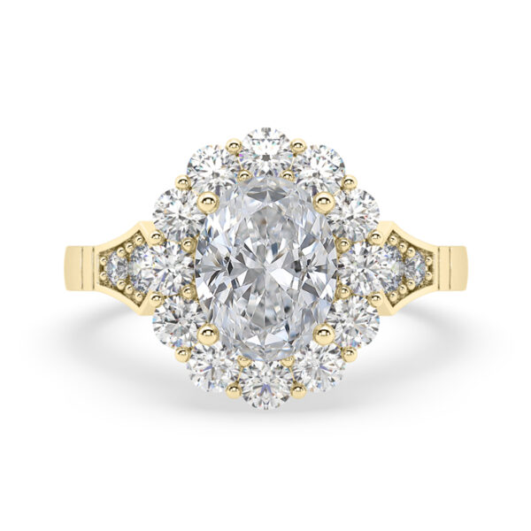 Vintage Band Halo Oval Diamond Engagement Ring 1