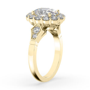 Vintage Band Halo Oval Diamond Engagement Ring 3