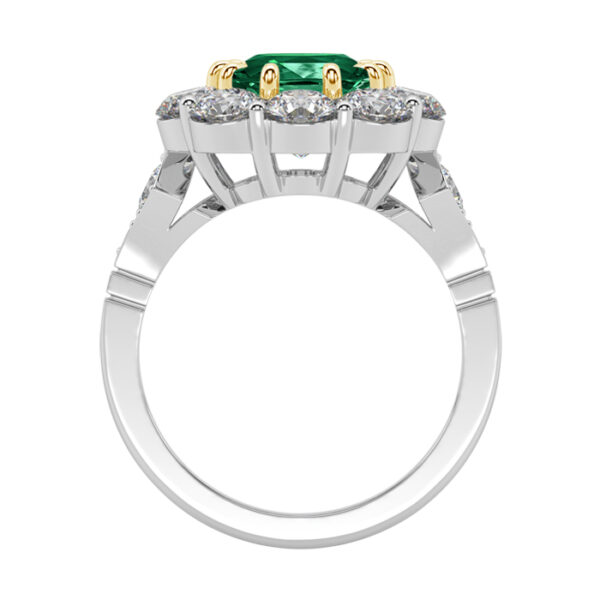 Vintage Inspired Floral Design Emerald Engagement Ring 2