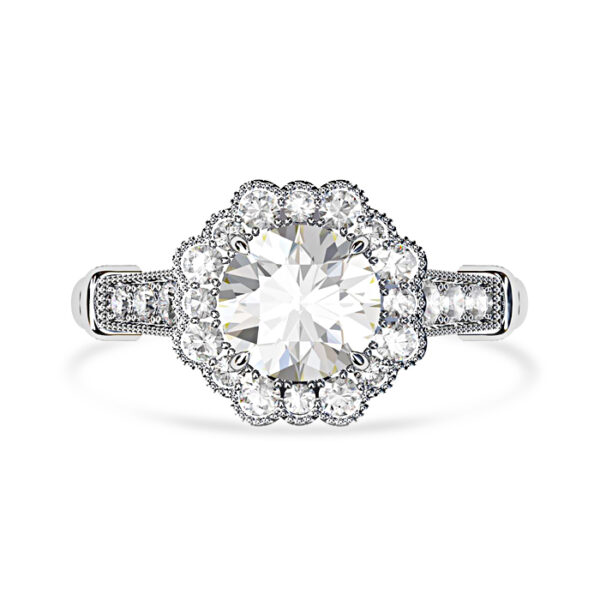 antique style diamond flower halo ring 1