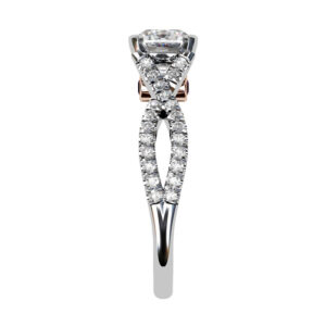 cushion cut diamond with criss cross diamond band 3