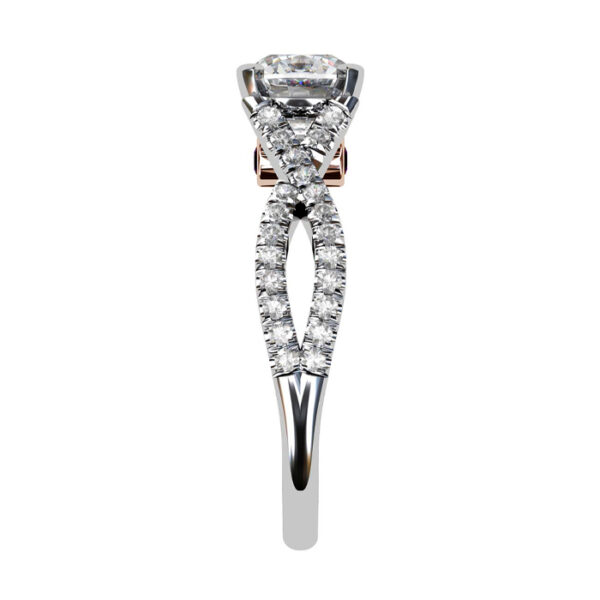 cushion cut diamond with criss cross diamond band 3