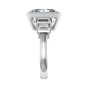 emerald cut bezel set diamond with stepped baguettes 4