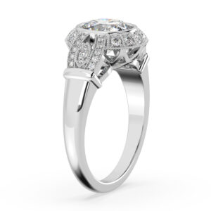 vintage style milgrain edge dress ring with oval diamond 3