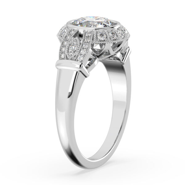 vintage style milgrain edge dress ring with oval diamond 3