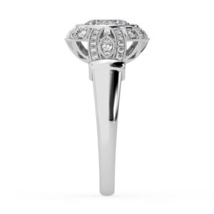 vintage style milgrain edge dress ring with oval diamond 4