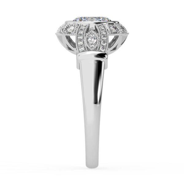 vintage style milgrain edge dress ring with oval diamond 4