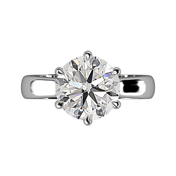 wide band 6 claw solitaire diamond ring