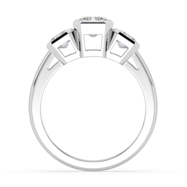Diamond Three stone Bezel Set Emerald Cut 2