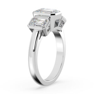 Diamond Three stone Bezel Set Emerald Cut 3