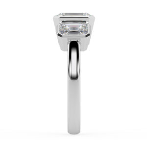 Diamond Three stone Bezel Set Emerald Cut 4