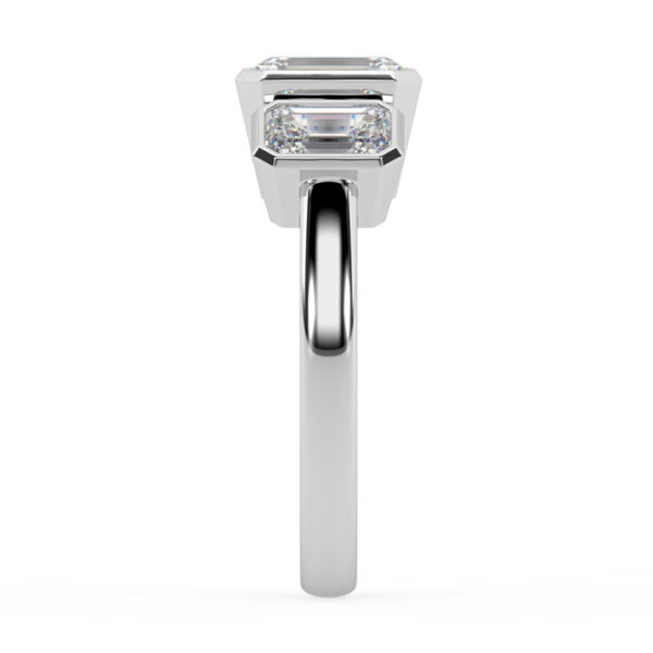 Diamond Three stone Bezel Set Emerald Cut 4
