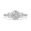 Oval Three Stone Ring with Diamond Band 1