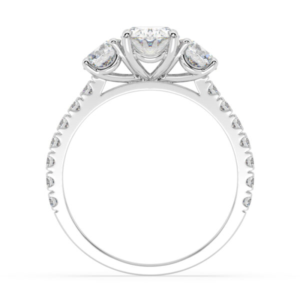 Oval Three Stone Ring with Diamond Band 2