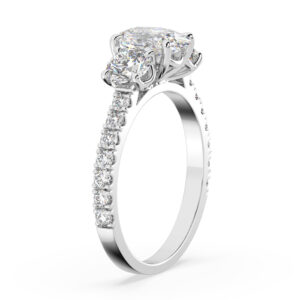 Oval Three Stone Ring with Diamond Band 3