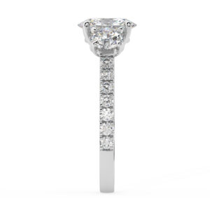 Oval Three Stone Ring with Diamond Band 4