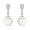 Pear Diamond and Pearl Drop Earrings 1