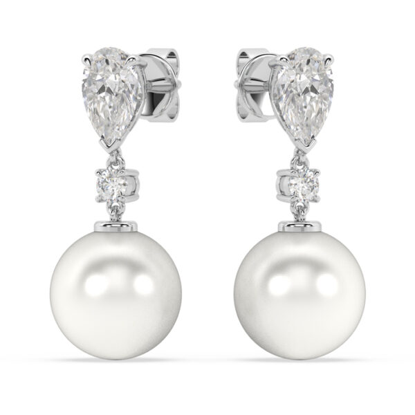 Pear Diamond and Pearl Drop Earrings 3