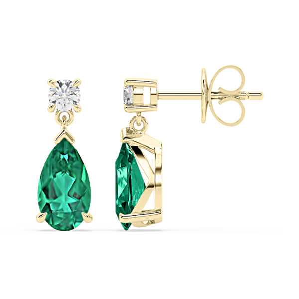 Pear Shape Emerald Drop Earrings 4