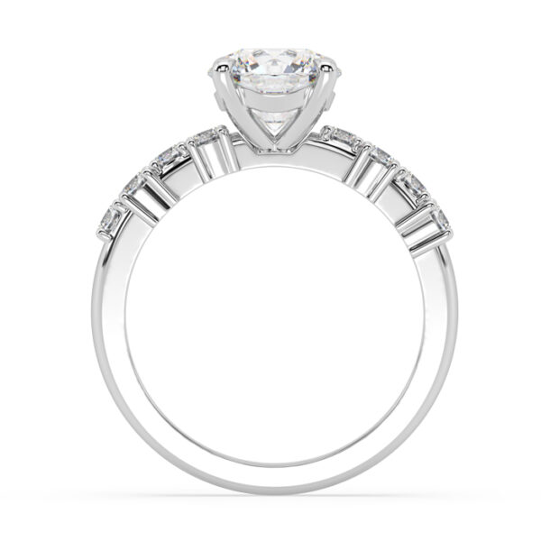 Round Diamond Engagement Ring with Scattered Diamond Band 2