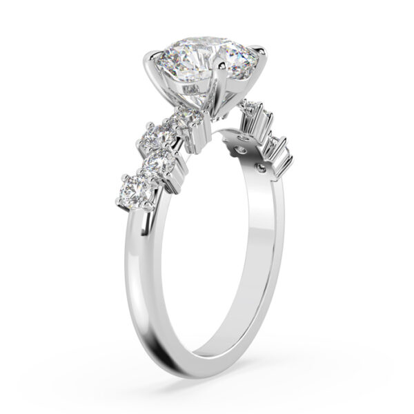 Round Diamond Engagement Ring with Scattered Diamond Band 3