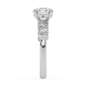 Round Diamond Engagement Ring with Scattered Diamond Band 4