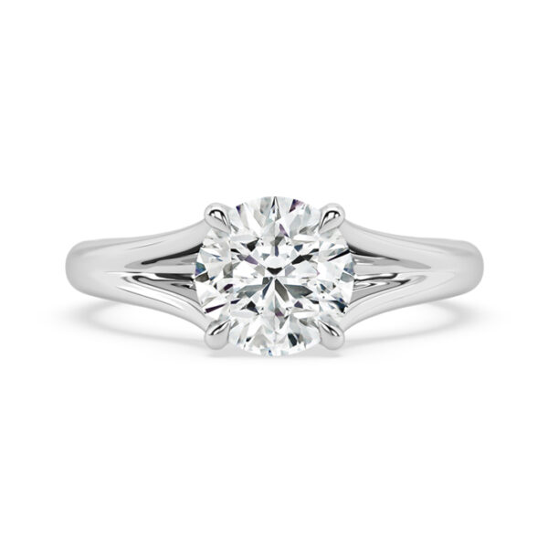 Split Band Solitaire Round Diamond Ring 1