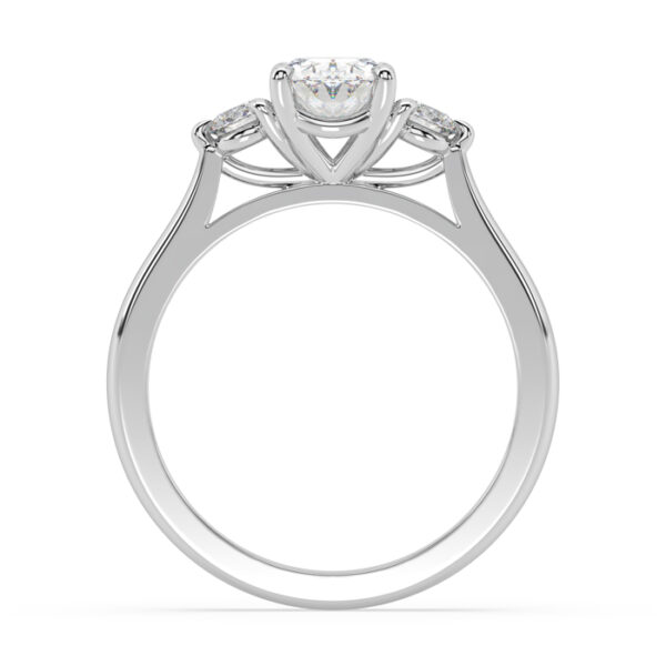 Oval diamond three stone round side ring 2