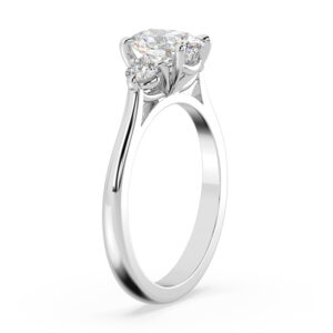 Oval diamond three stone round side ring 3