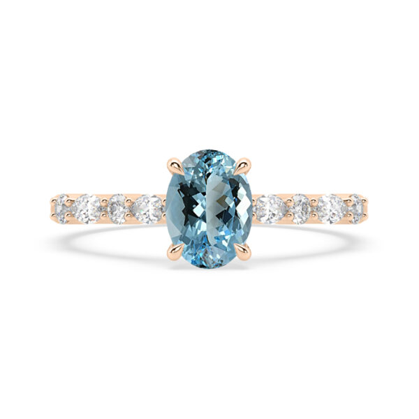 aquamarine oval engagement ring with marquise side diamond
