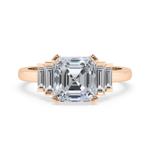 art deco rose gold baguette diamond ring