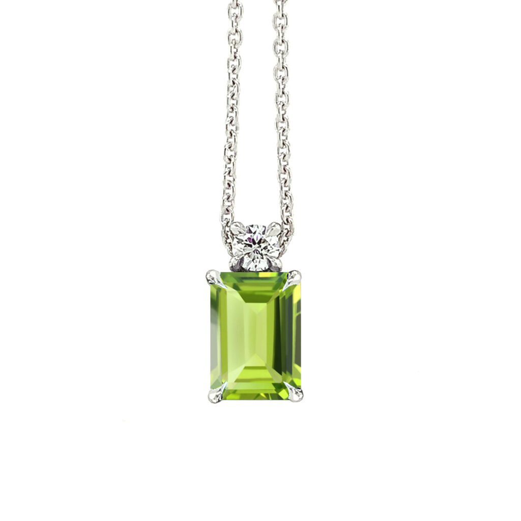 diamond and peridot pendant necklace