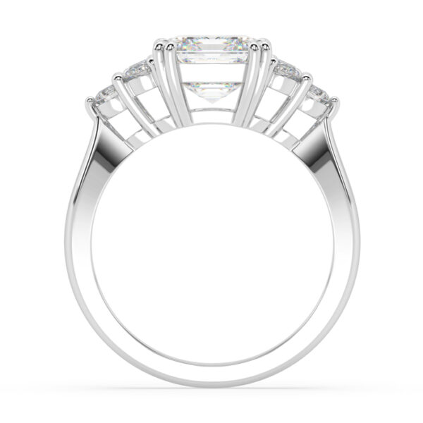 emerald cut diamond three round side stone ring 2
