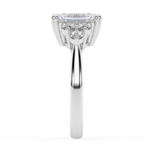 emerald cut diamond three round side stone ring 4