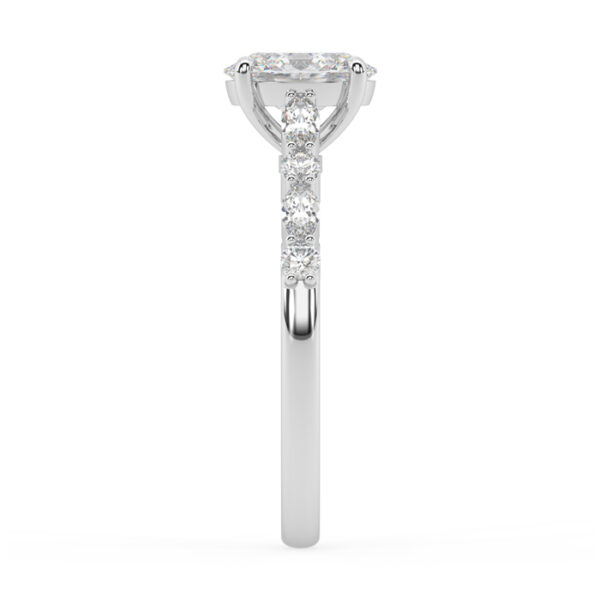 oval diamond ring with marquise and round sides 4