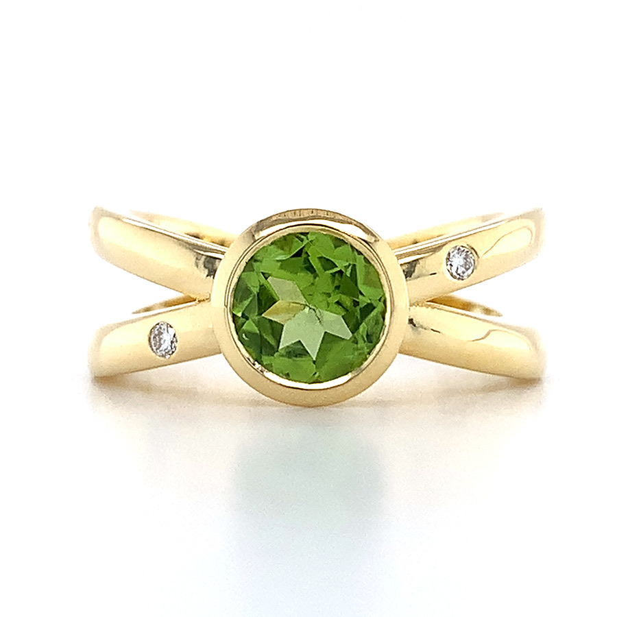 peridot cross over ring